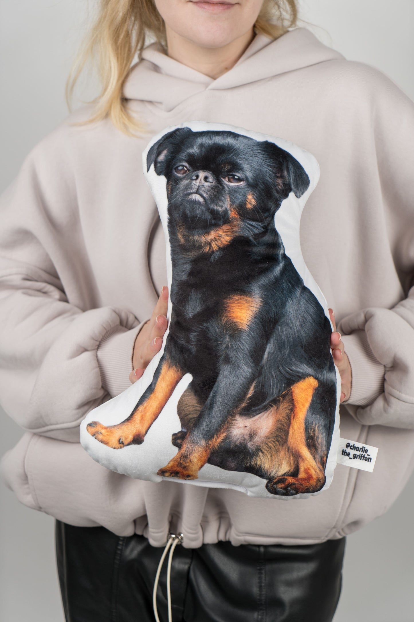 Charlie Griffon Dog-Shaped Pillow