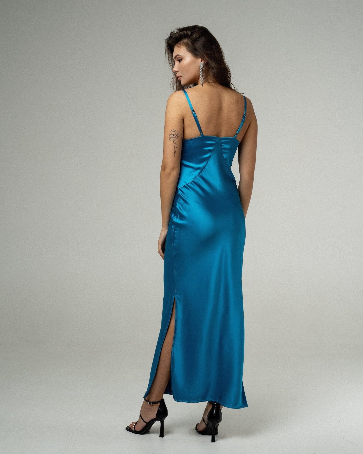 Elegant Teal Satin Dress by Zlitay - Zlitay