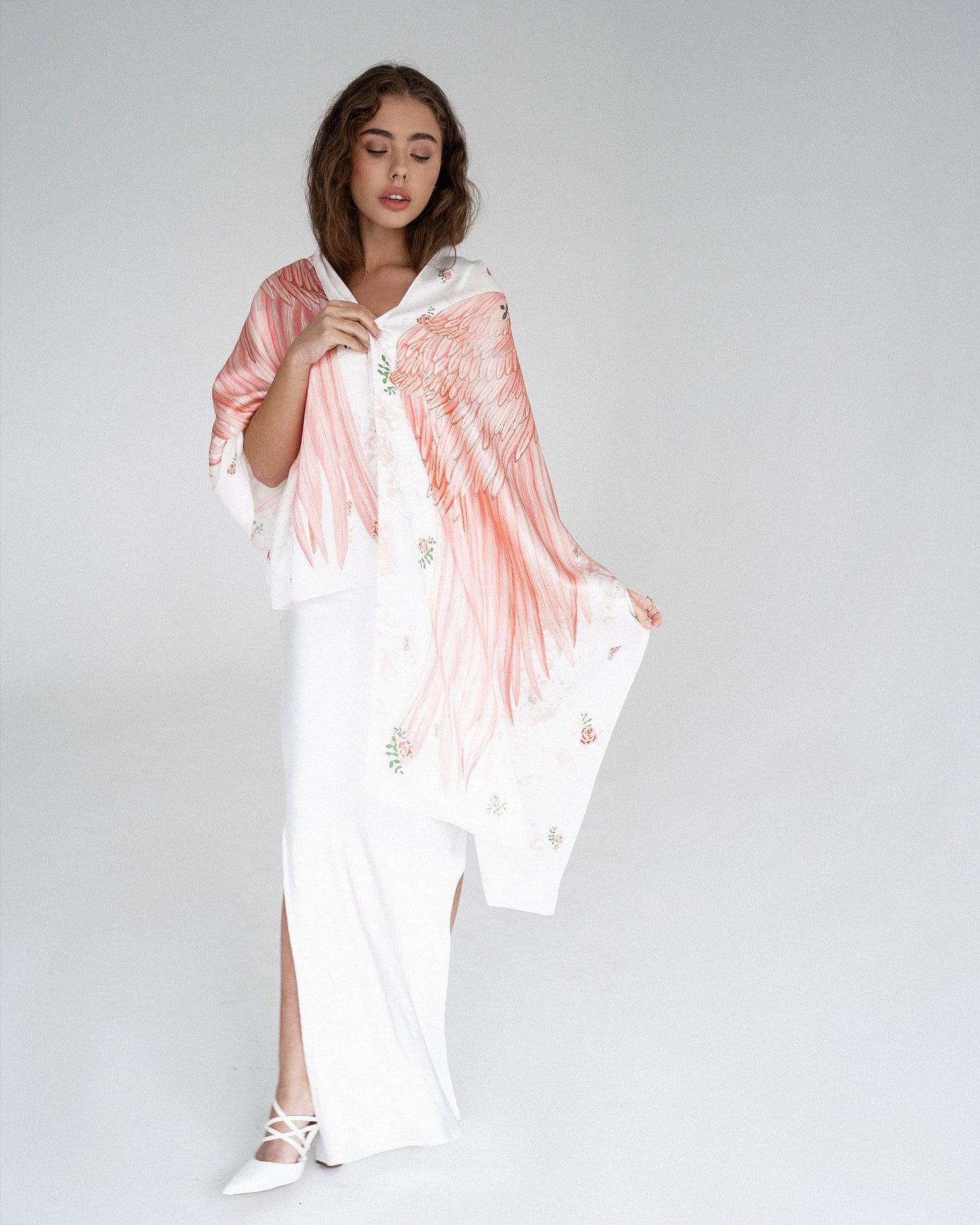 "Flamingo Wings" Silk Shawl by Zlitay - Zlitay
