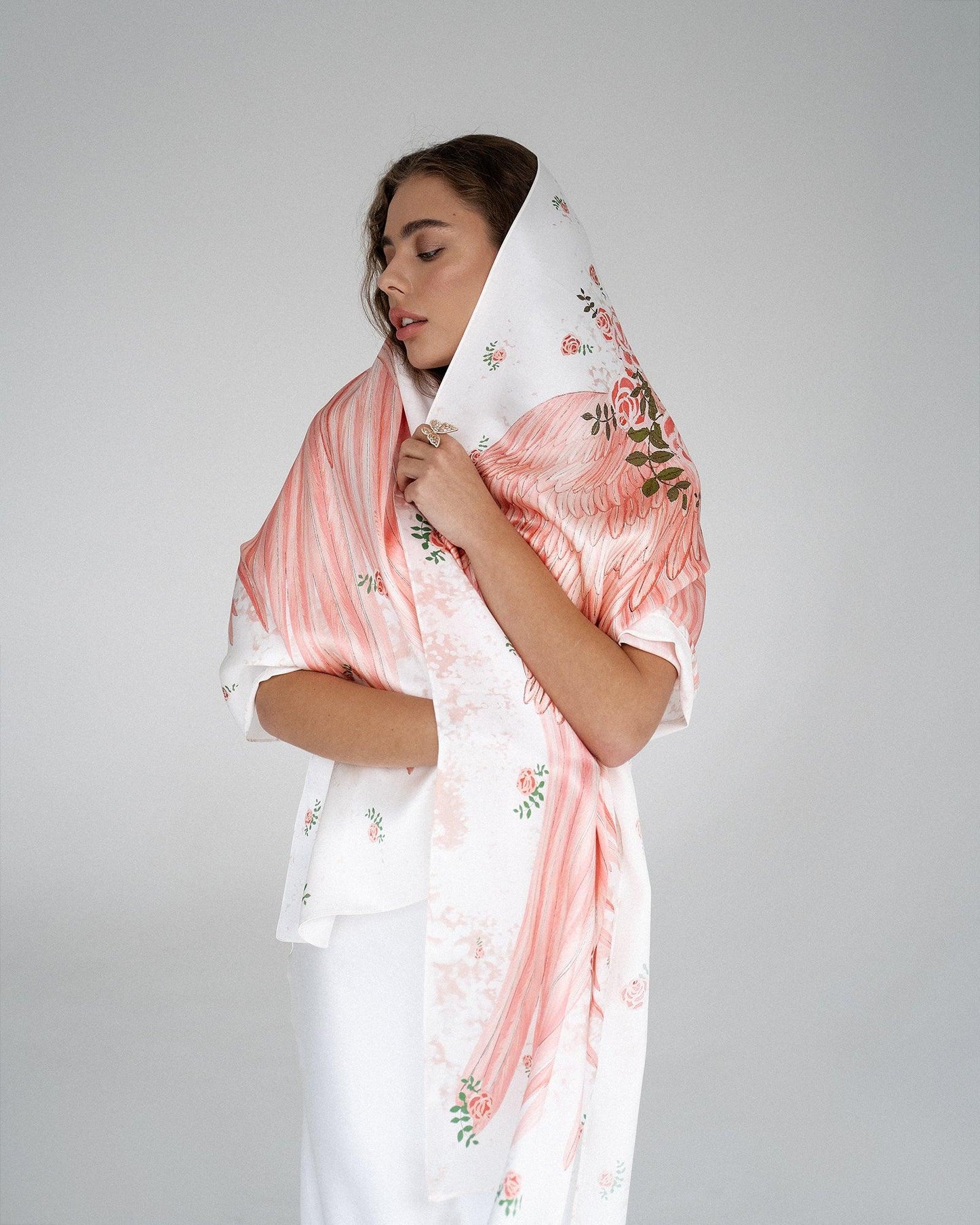 "Flamingo Wings" Silk Shawl by Zlitay - Zlitay
