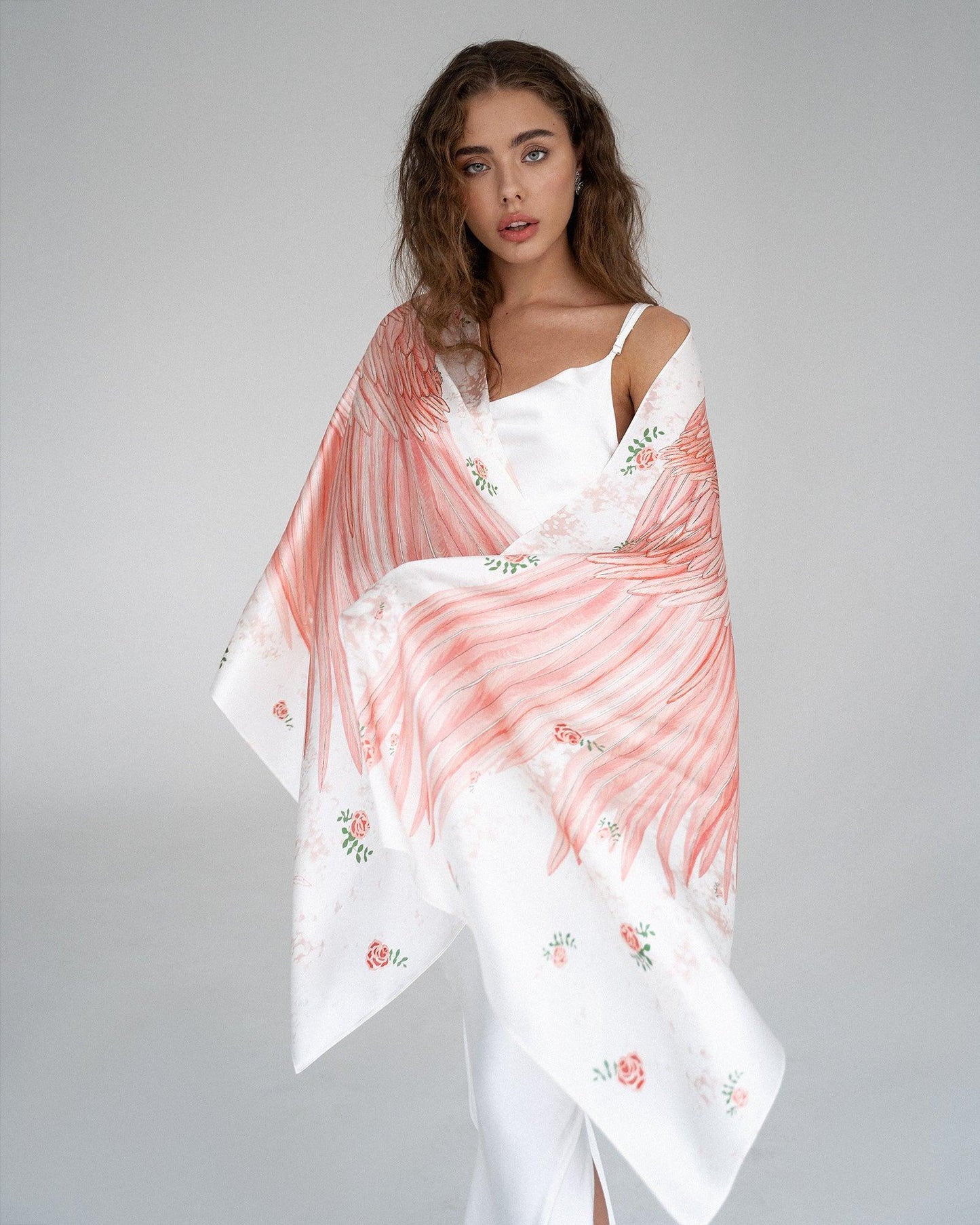 "Flamingo Wings" Silk Shawl by Zlitay - Zlitay