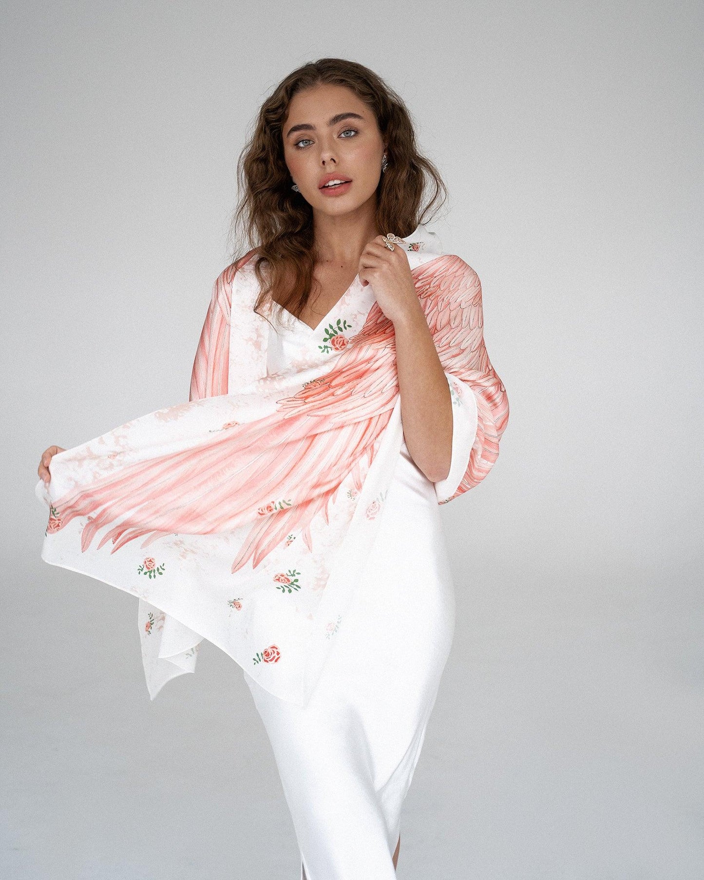 "Flamingo Wings" Silk Shawl by Zlitay - Zlitay