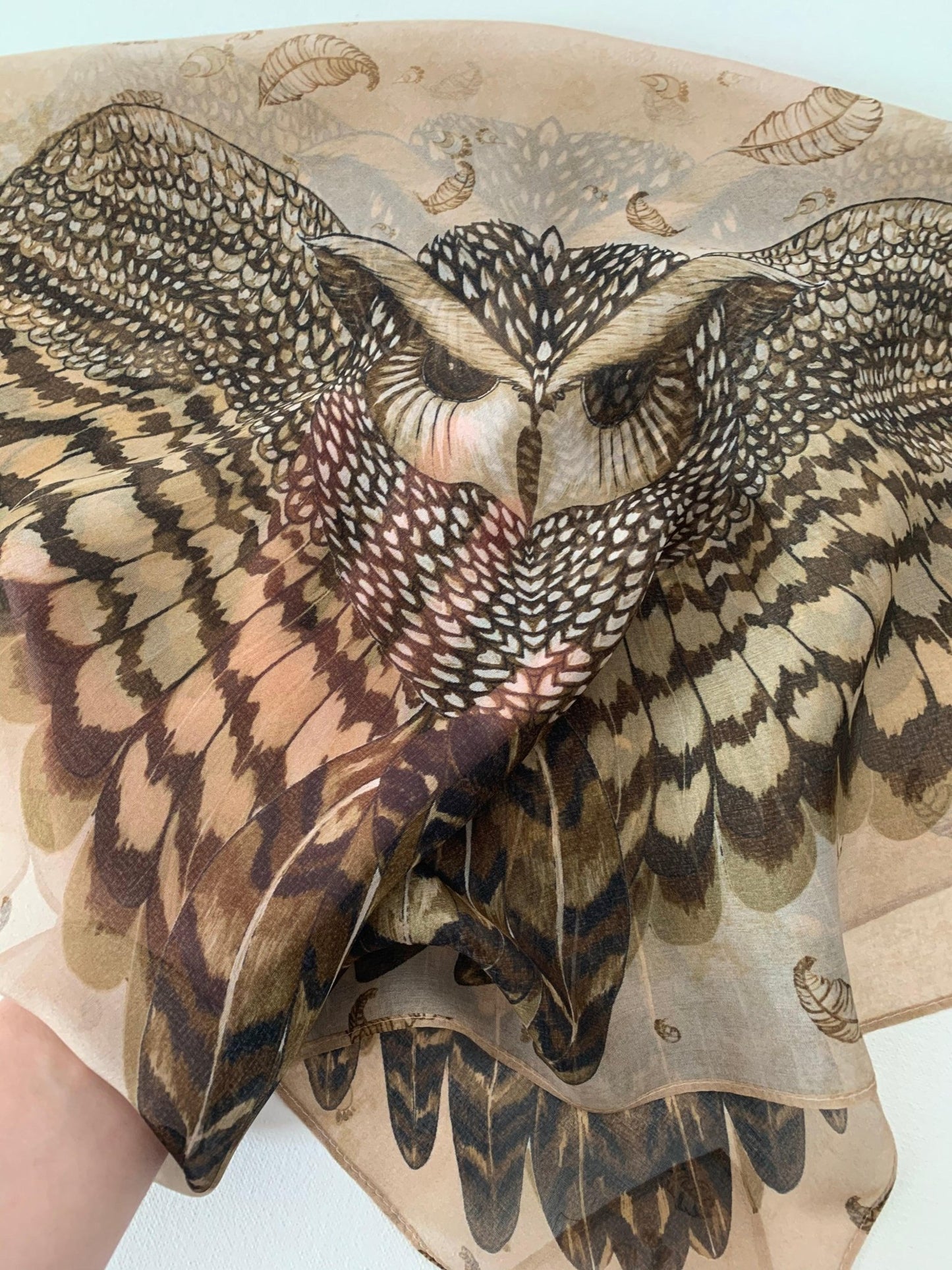 "Mysterious Owl" Chiffon Scarf by Zlitay - Zlitay