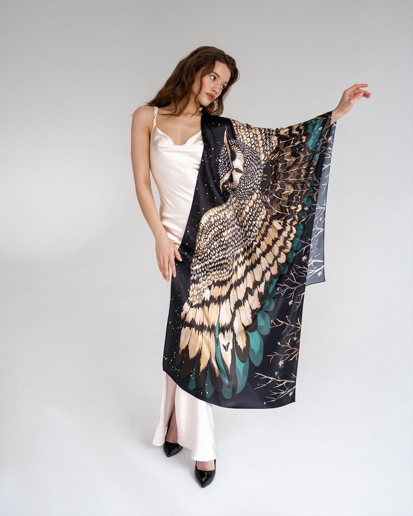 "Owl Night" Silk Shawl by Zlitay - Zlitay