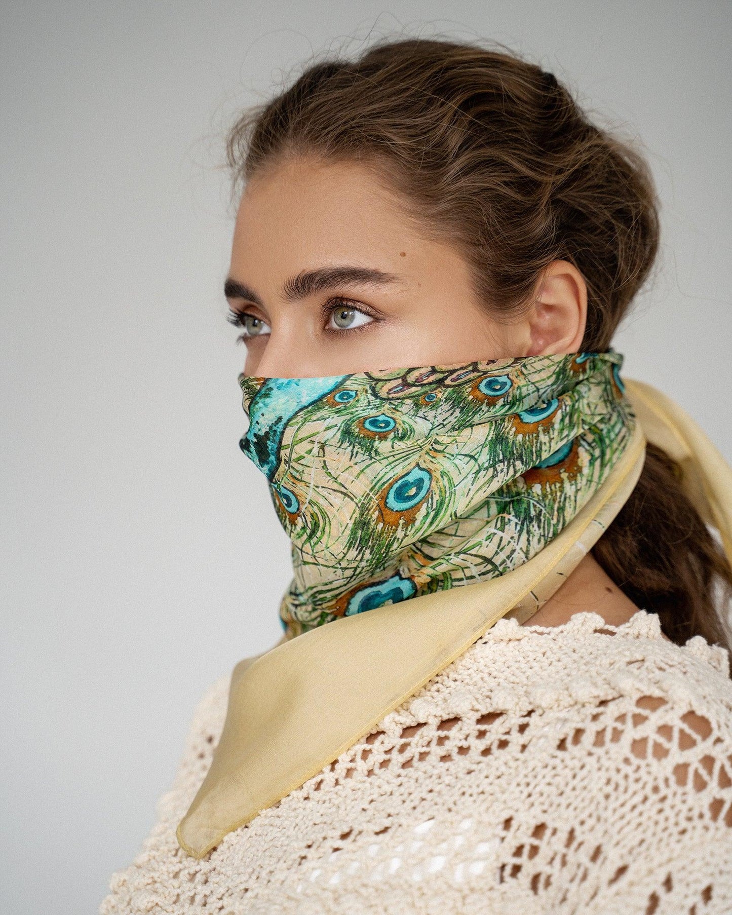"Peacock" Chiffon Scarf by Zlitay - Zlitay