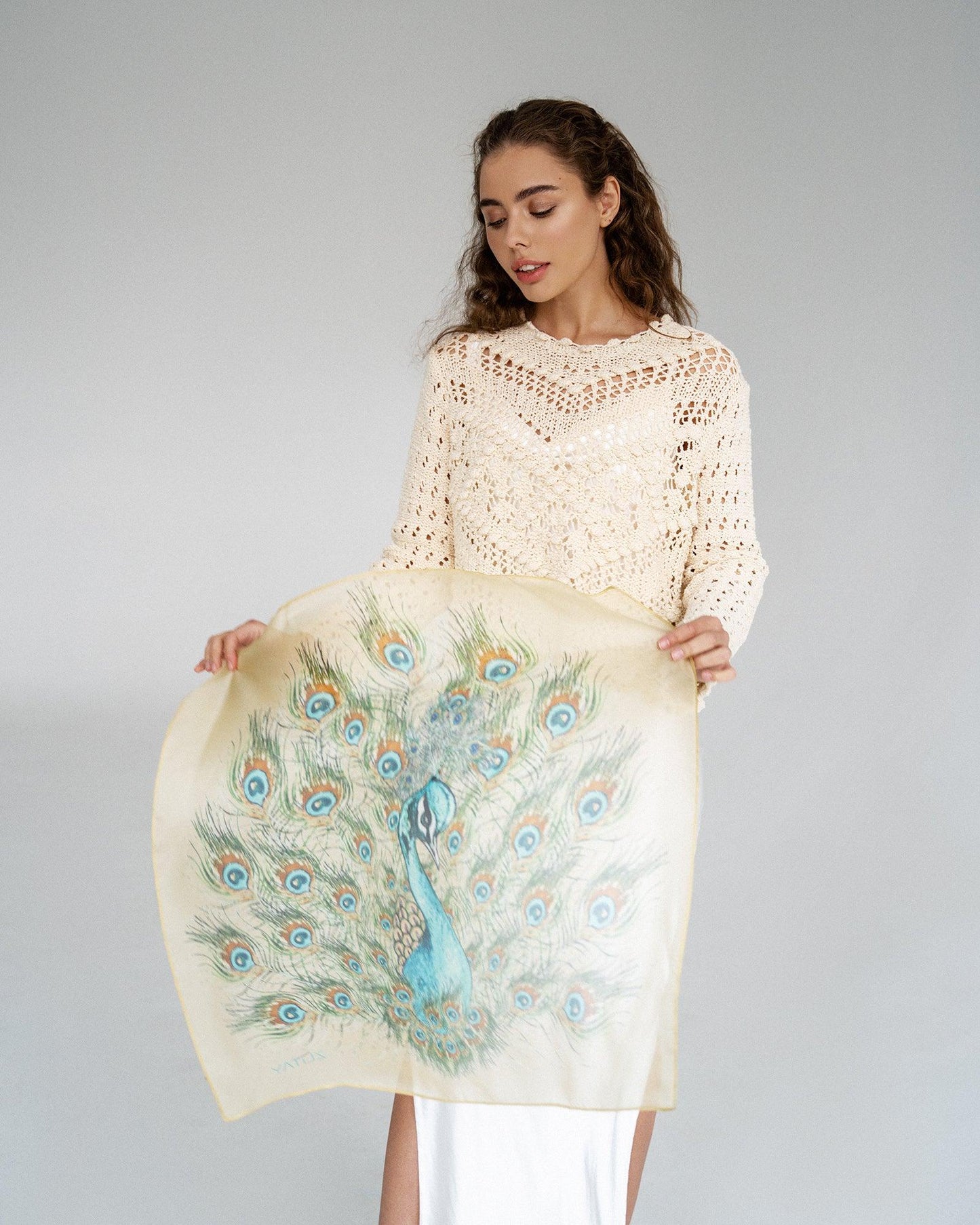 "Peacock" Chiffon Scarf by Zlitay - Zlitay