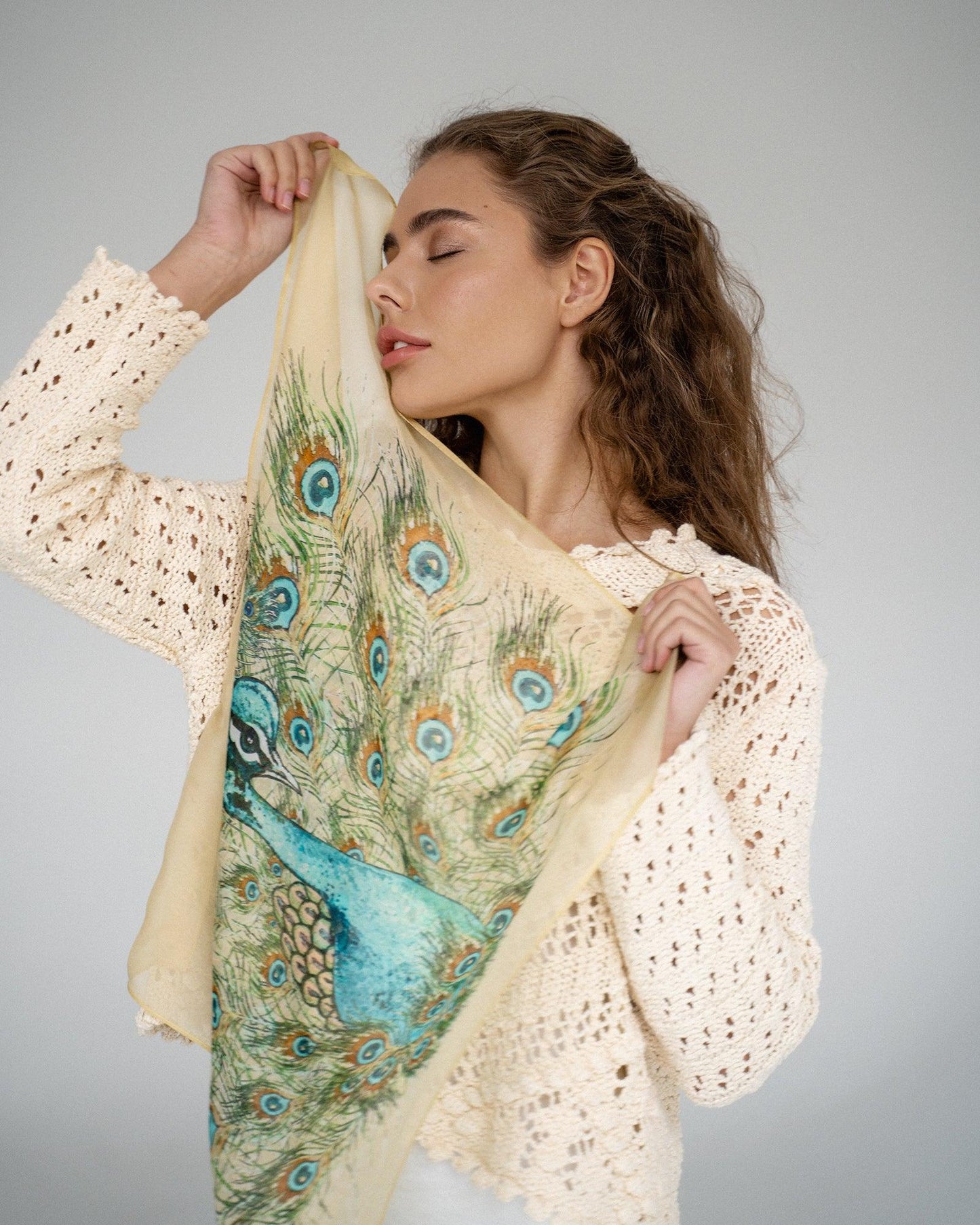 "Peacock" Chiffon Scarf by Zlitay - Zlitay