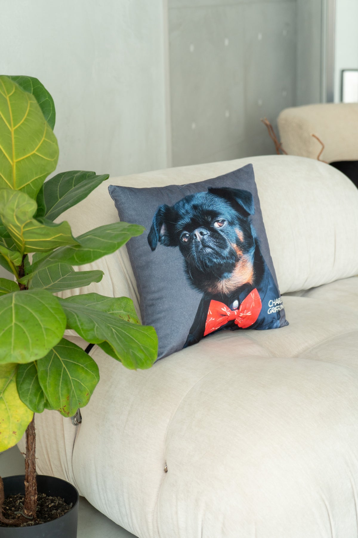 Charlie Griffon Elegant Two-Sided Throw Pillow — Judgment Face Dog Meme Cushion