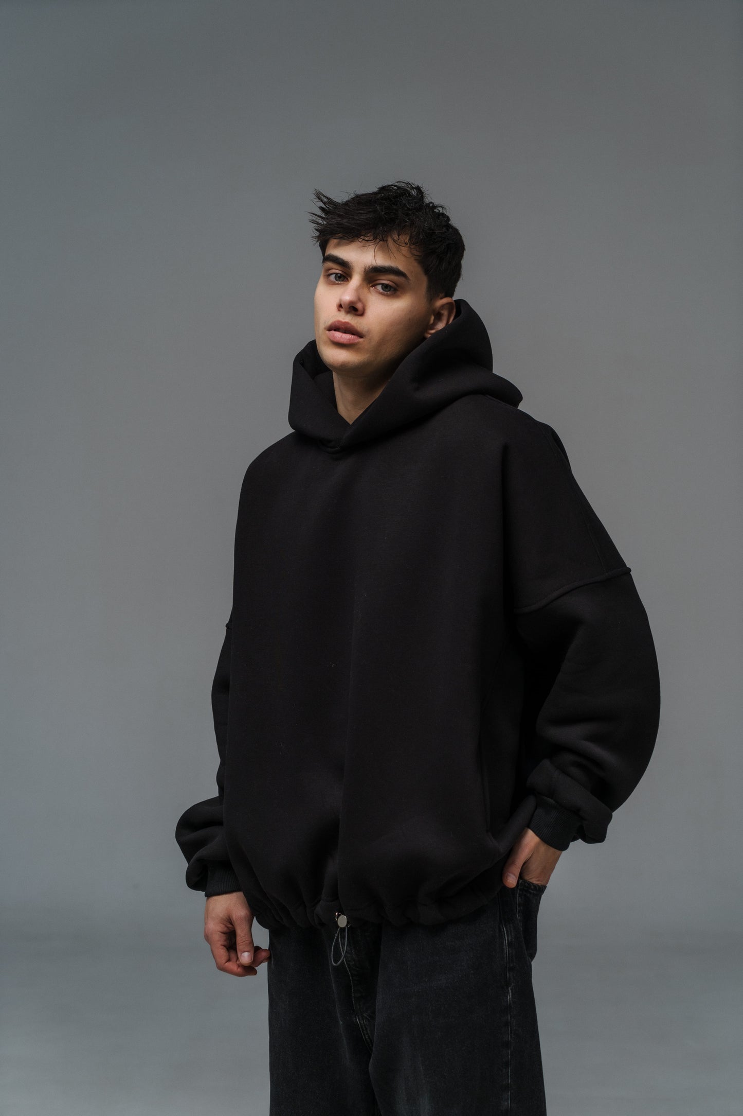 Unisex Oversized Hoodie with Exclusive Charlie Griffon Print - Black Color