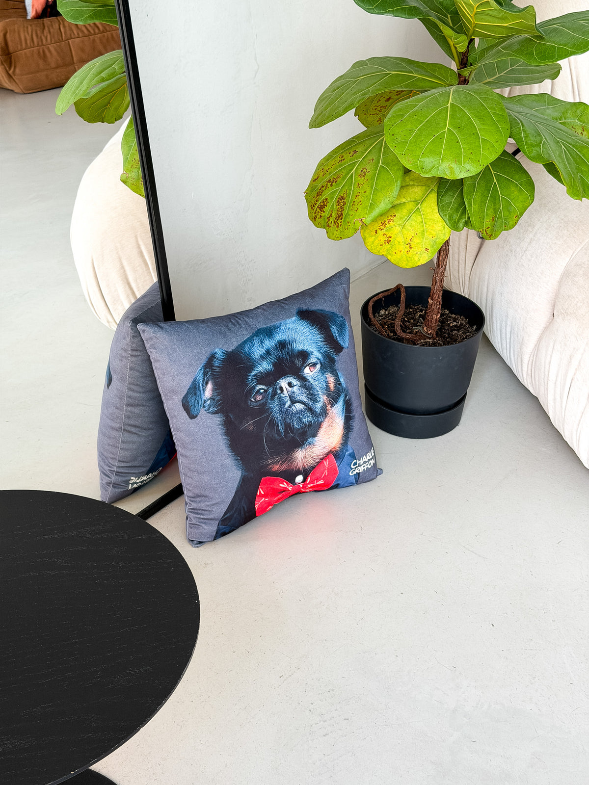 Charlie Griffon Elegant Two-Sided Throw Pillow — Judgment Face Dog Meme Cushion
