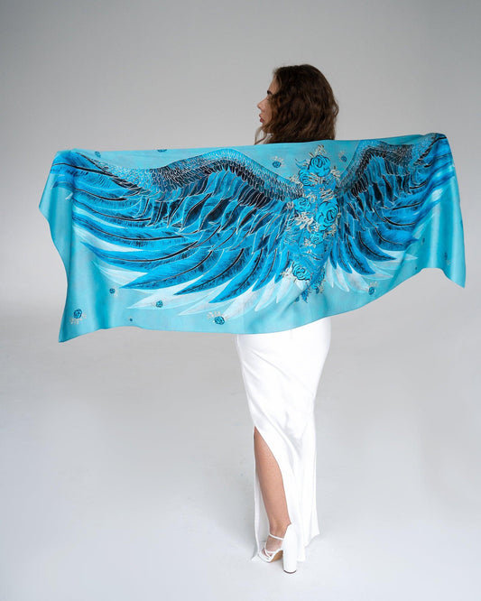 "Azure Wings" Silk Shawl by Zlitay - Zlitay