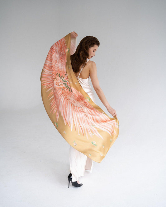 "Coral Wings" Silk Shawl by Zlitay - Zlitay