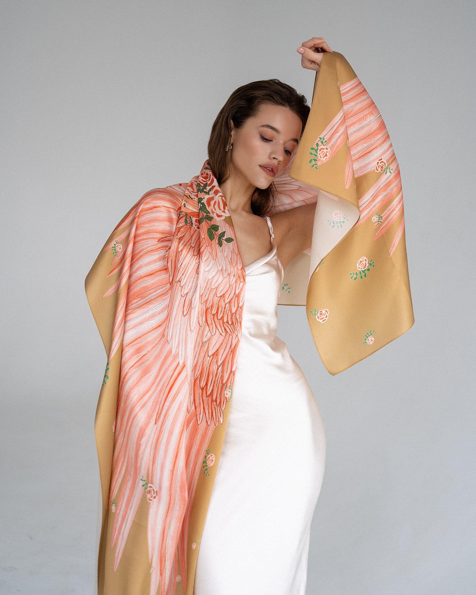 "Coral Wings" Silk Shawl by Zlitay - Zlitay