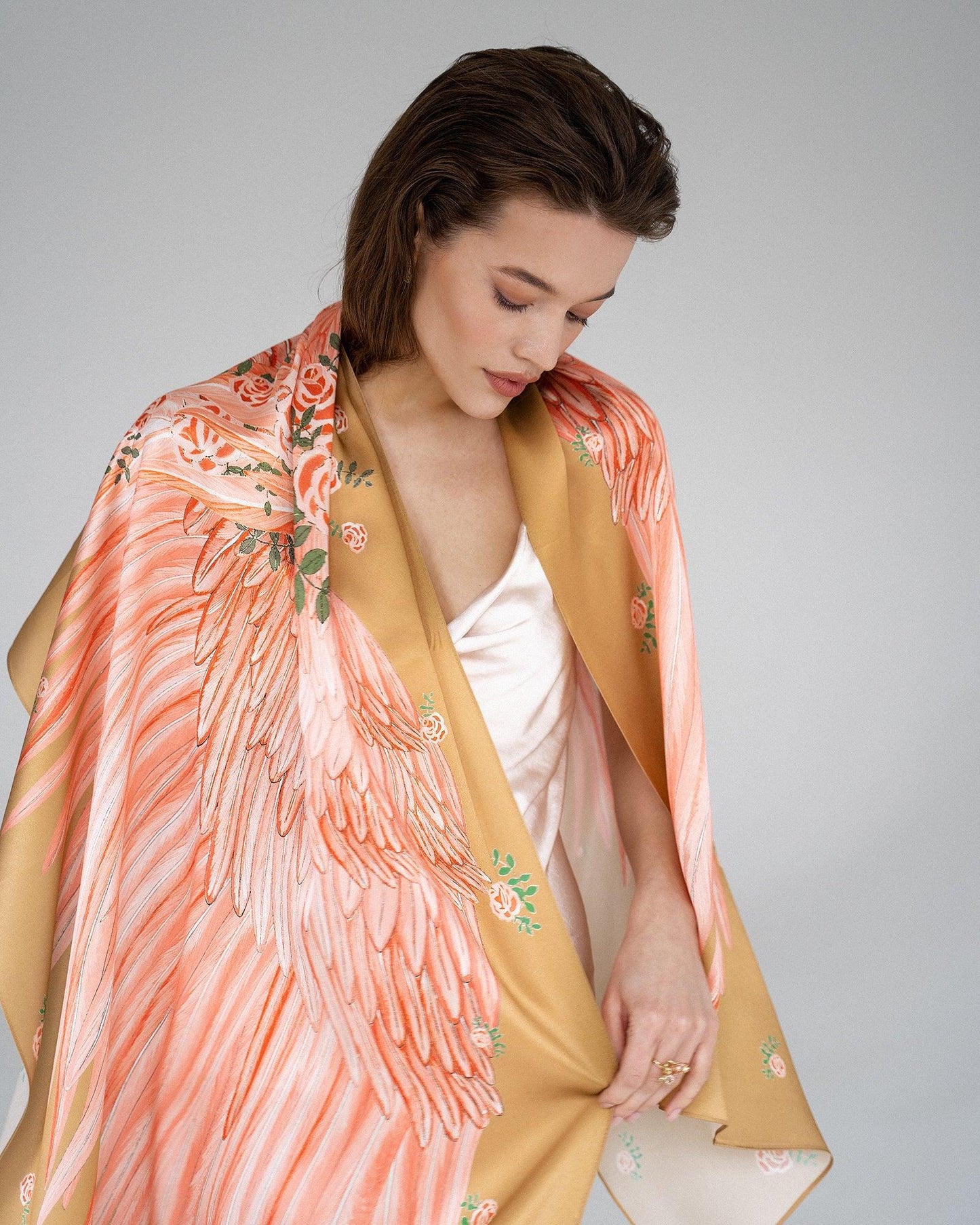 "Coral Wings" Silk Shawl by Zlitay - Zlitay