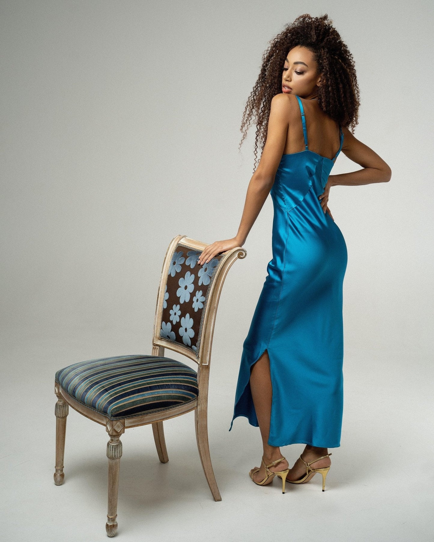 Elegant Teal Satin Dress by Zlitay - Zlitay