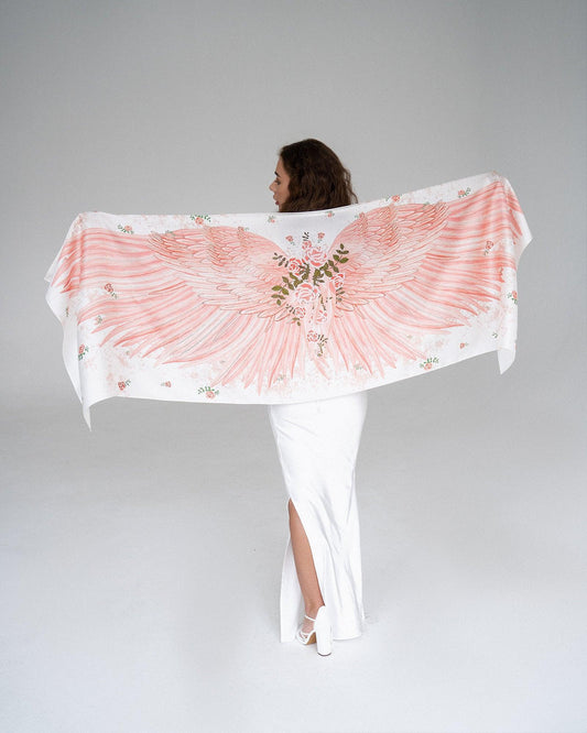 "Flamingo Wings" Silk Shawl by Zlitay - Zlitay