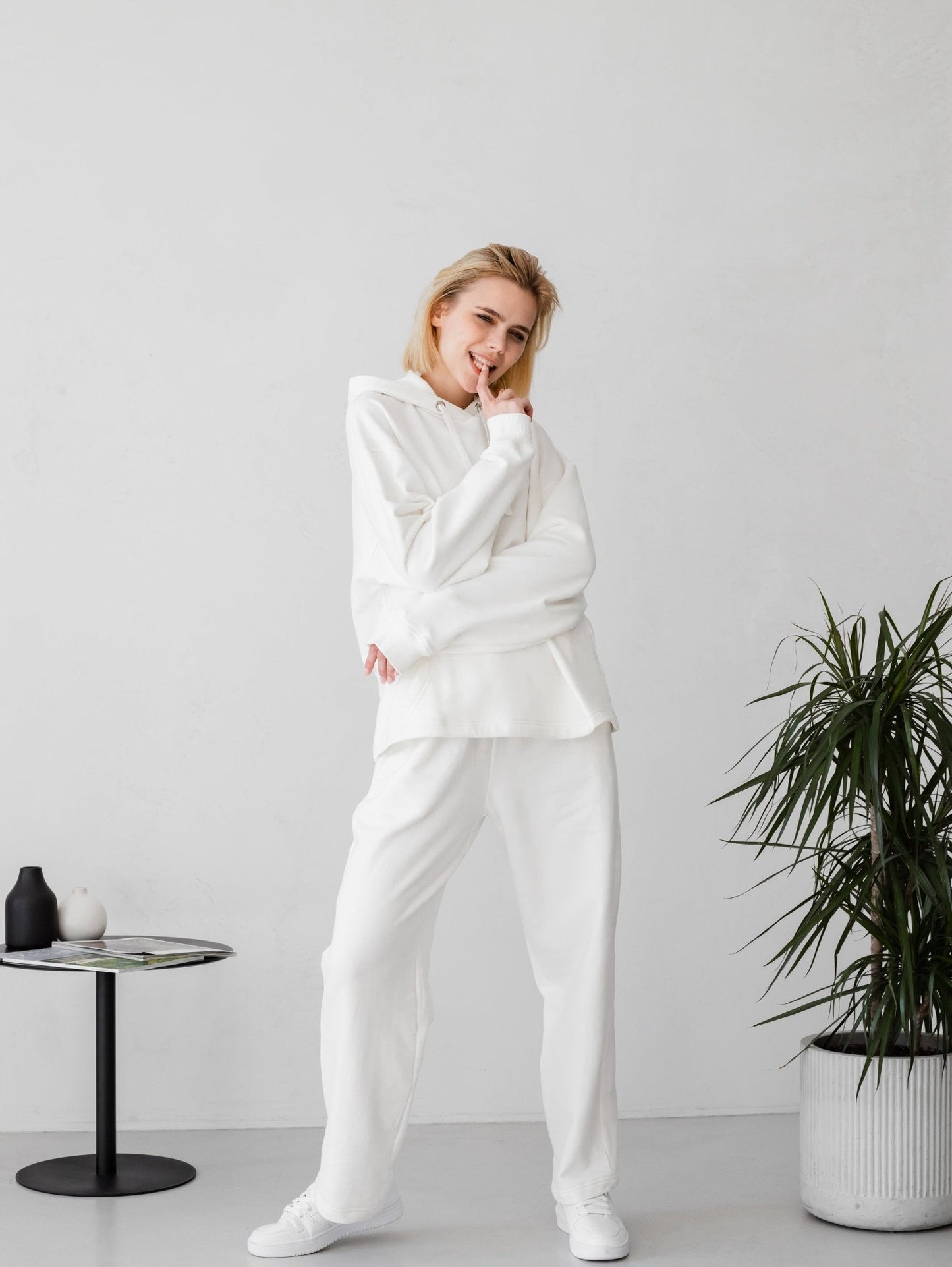 Milky White Oversized Hoodie - Soft Elegance & Comfort - Zlitay