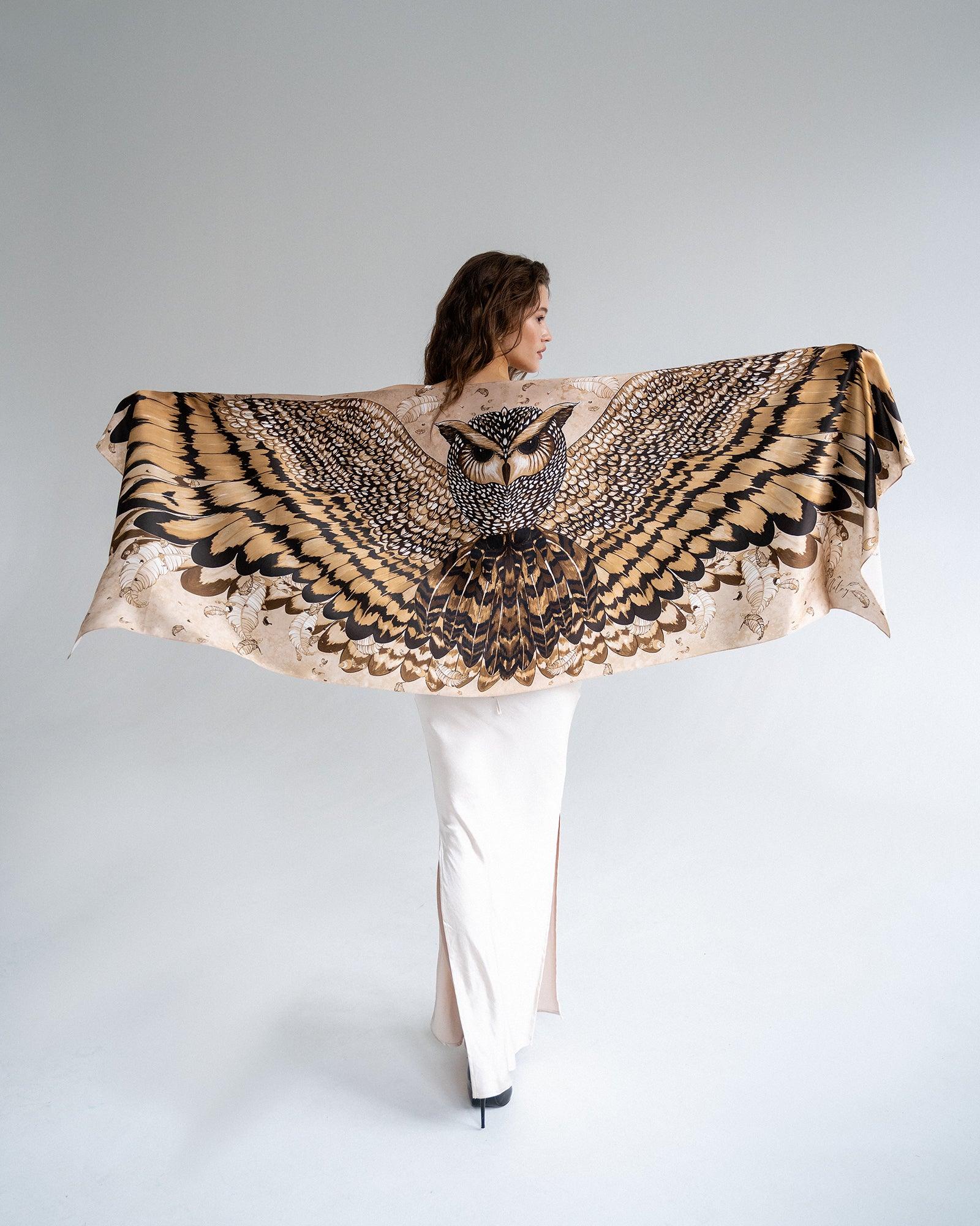 "Mysterious Owl" Silk Shawl by Zlitay - Zlitay